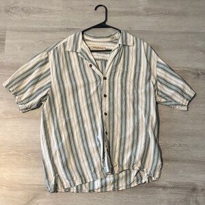 Tommy Bahama Men's Blue and White Striped Casual Shirt